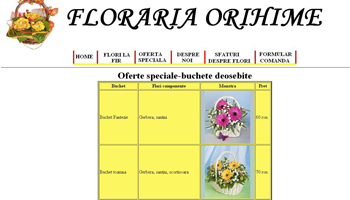 Model site florarie- oferta de produse